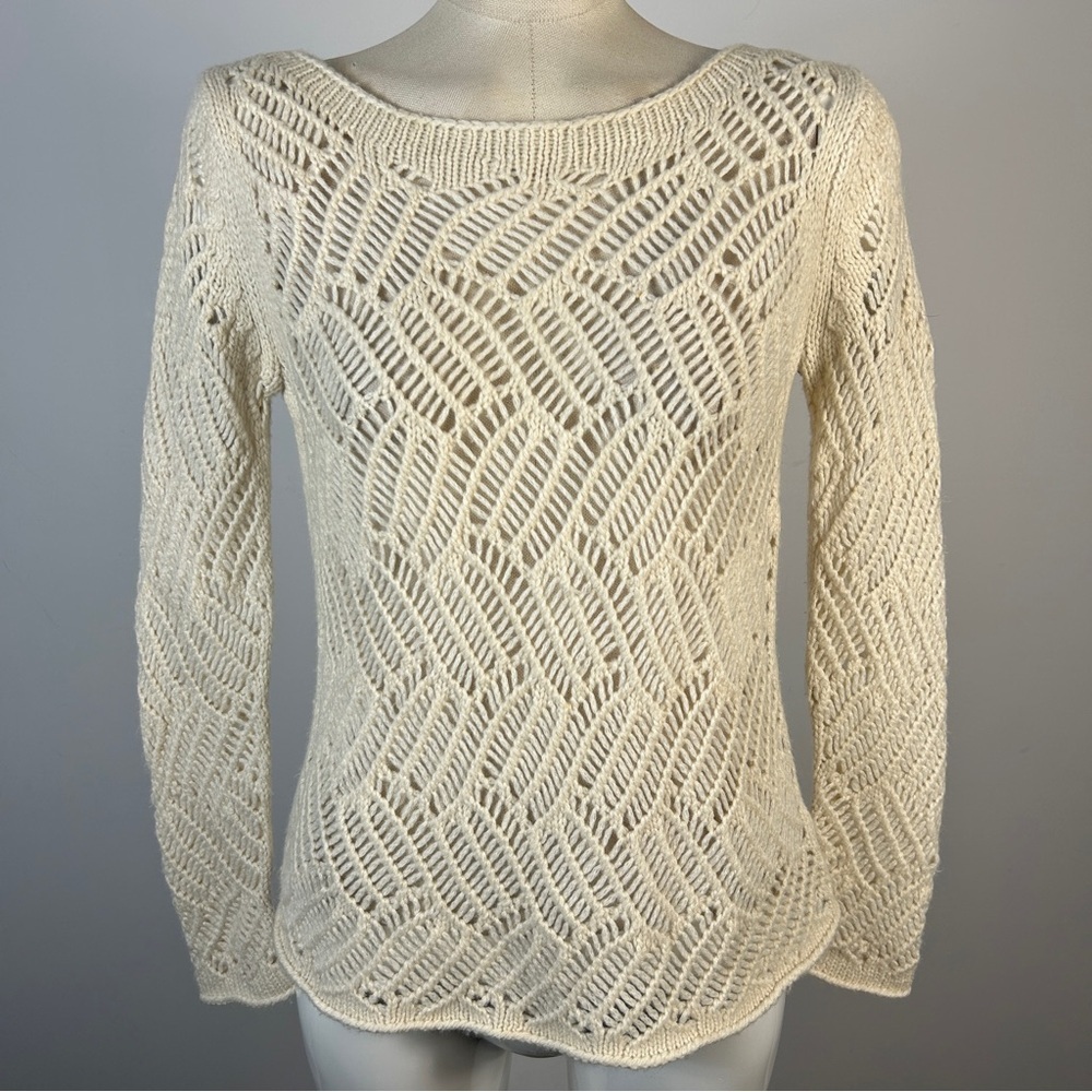 Angel Of The North Ivory Open-Knit Sweater S